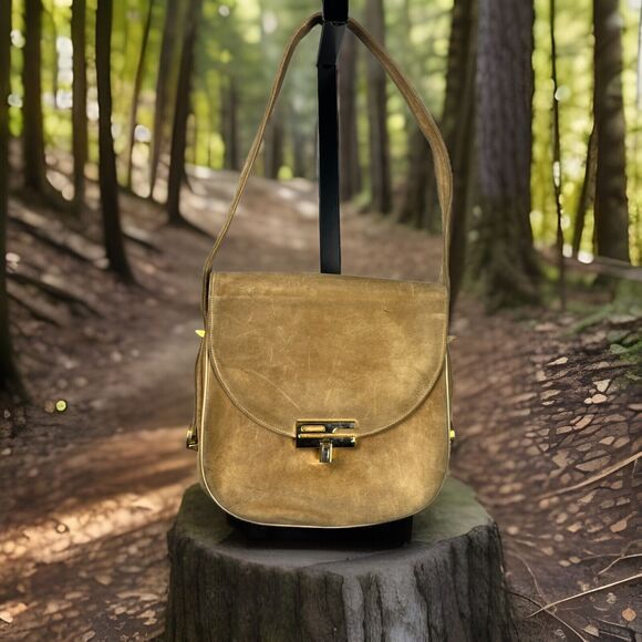 Nicholas Reich Vintage 50s Brown Suede Shoulder Bag Kiss Lock Coin‎ Purse USA - Picture 2 of 13